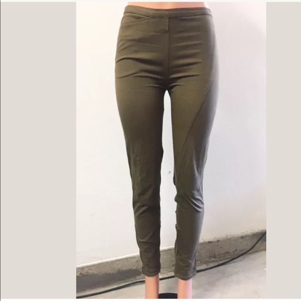 Hussein Chalayan Olive skinny Chinos w/seamimg